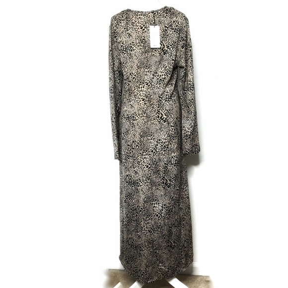 NWT Mango Dress Animal Print Long Sleeve Light Silk Feel Long Maxi Length Size 8 - Picture 12 of 15
